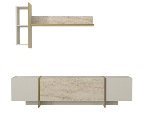 Wohnwand beige granit - beige, optik