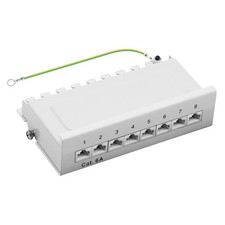 Patchpanel Patchfeld Cat 6A 8-Port RJ45 geschirmt Desktop Aufputz grau LAN 10GB