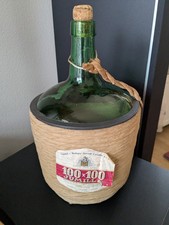 Deko: ältere Boxbeutel-Weinflasche m. Bastummantelung, 5 l