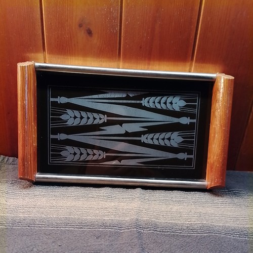 Ddr glas holz tablett - glas,