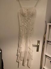 Abschlussballkleid/Brautkleid knielang, weiß mit Perlen & Strass