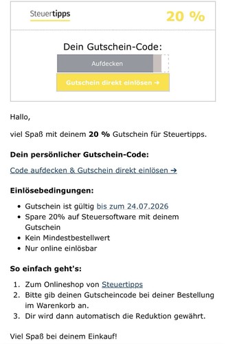 Gutschein für steuertipps - 20%,