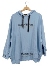 Doris Streich Damen Kapuzenpullover Hoodie Blau Schriftzug Logo Gr. 54/7XL