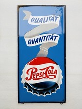Emailschild Peps Cola Qualität Quantität - 98x47cm - Original 50er Jahre
