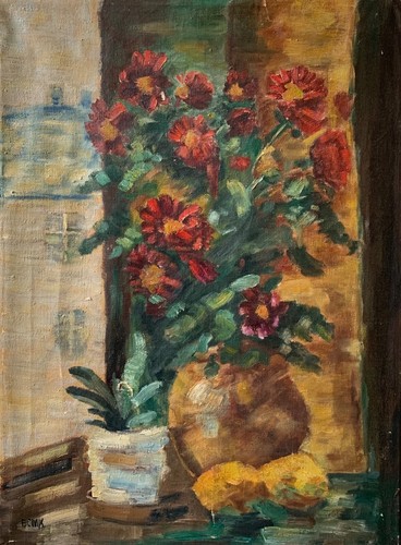 ölbild stillleben mit blumen - Ölbild,