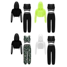 Kinder Mädchen Outfits Tops Set Training Anzug Zugschnur Hip-Hop Hosen Kostüm