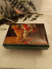 spieldose spieluhr,Deichert, Teddybär mit Blumen,Swiss Werk, Frühlingslied 