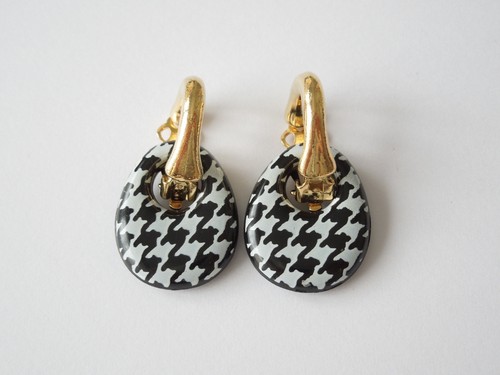 Vintage ohrclips hahnentritt - vintage,