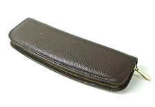 Vintage Montblanc Etui, dunkelbraun, für 2 Schreibgeräte Echtleder.   (B35)