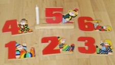  6 Figuren Clowns Halterung Holz für Geburtstagszahlen Geburtstagskerzen halter