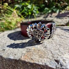 Budawi® Gürtel Trachtengürtel Ledergürtel braun Leder Französische Lilie Kreuz