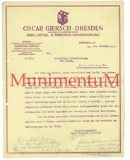 Oscar Giersch DRESDEN Eisen, Metall u. Werkzeug-Grohandlung Hamtisch Haidan 1924
