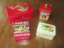 Weihnachts Deko 4 x Plätzchen Dosen Metall rot beige Dr. Oetker Haribo u.a.