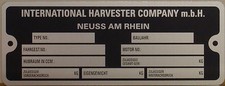 Typenschild für IHC Traktor Schlepper Trecker Oldtimer (118630)