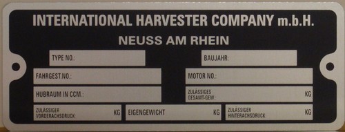 Typenschild für ihc - typenschild,
