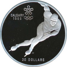 Kanada 20 Dollar 1985 PP Olympiade 1988 in Calgary - Eisschnellauf Silber*