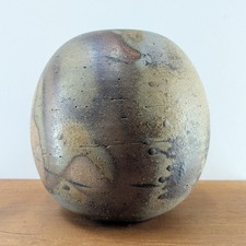 HORST KERSTAN GROßE ANAGAMA VASE HOLZBRAND KERAMIK 1989 STUDIOKERAMIK