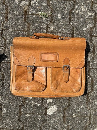 Vintage leder aktentasche - leder,
