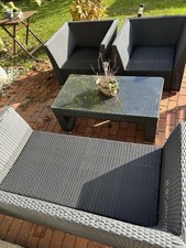 Lounge-Set 4-teilig, Grau, mit Polstern