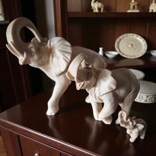 Feng Shui Elefanten Familie 3er Set ? Glück Harmonie Deko elfenbeinfarben