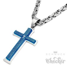 Edelstahl Herren Halskette Kreuz Anhänger silber gold schwarz Männer Königskette