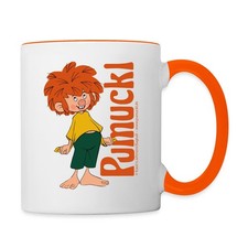 Pumuckl Mit Verschmitztem Lächeln Und Logo Tasse zweifarbig