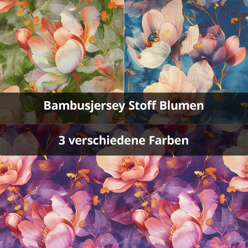 Bambusjersey stoff blumen - stoff,