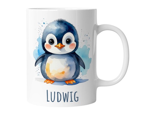 Kindertasse mit namen pinguin - mit,