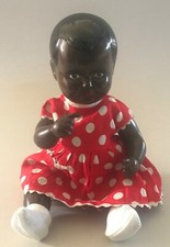 Puppe schwarzes Mädchen Storch Schwäbische Celluloid-Waren-Fabrik Haidorfer~1955