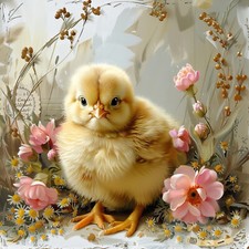 Wandbild Küken Blumen Shabby