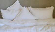 Leinen Bettwäsche Garnitur, Reinweiß, 135x 200 cm,40x 60 cm,40x 80 cm,80x 80cm