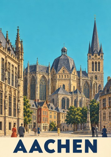 Aachen vintage retro poster - retro,