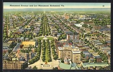 Richmond, VA, Monument Avenue and Lee Monument, Ansichtskarte 