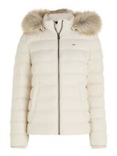 TOMMY JEANS Daunenjacke creme, mit Fell-Imitat Kapuze abnehmbar *NEU*