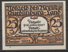 Quedlinburg-Land - Kreis - 1x Notgeld - L 1059.2 - G/M 1089.1b - 25pf mit Drfa l