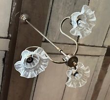Antik Berliner Messing  Pendelleuchte, Deckenlampe mit 3 Glass Schirmen Art Deco