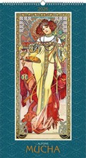 Alfons Mucha 2026 - Bild-Kalender 33x60 cm - Kunstkalender - mit stilvollem Glit