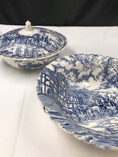 Schüssel und Terrine / Suppenterrine Myott Royal Mail blau Keramik England