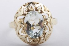 Ring Aquamarin 585 14k Gelb Gold yellow gold aquamarine Top! -