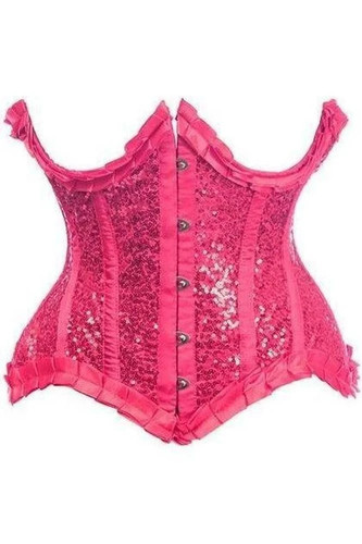 Fuchsia satin sequin waist - &,