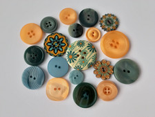 Knöpfe blau ocker Mischung Konvolut Basteln