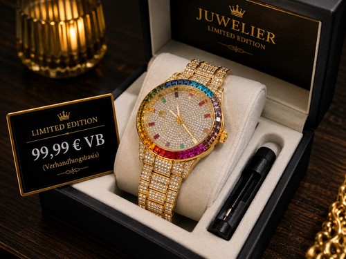 Neu uhr edelstahl gold - uhr, rainbow