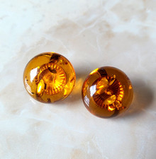 Vintage Ohrclips Bernstein vergoldet AM