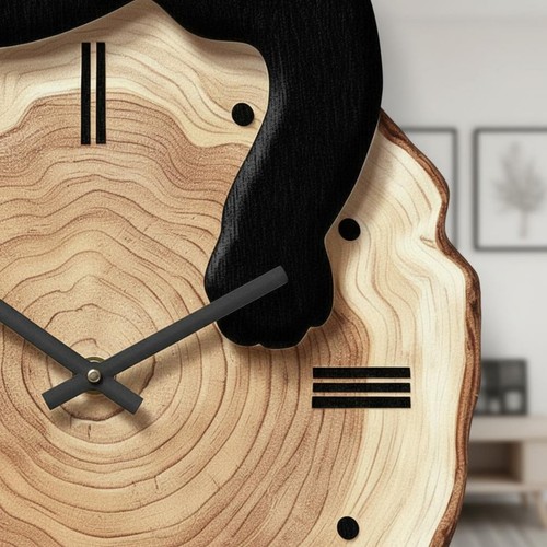 Katzen wanduhr holzoptik - wanduhr,