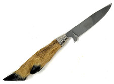 Jagt-Trachtenmesser, Hirschfänger mit Rehfuß und Lederscheide (93)