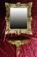 SET Wandspiegel + Konsole Wandkonsole Spiegelkonsole Repro Barock Antik 44x38 cm