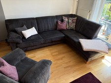 Qualitativ hochwertiges Marken-Sofa + Sessel von Ewald Schillig, anthrazit