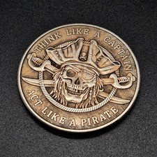 Coin Münze Pirat Freibeuter Kapitän Think like a Captain Pirate 3,7cm EDC