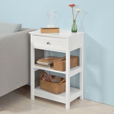 B-waren Beistelltisch,Nachttisch mit Schublade und Ablagen,FBT46-W-bwaren