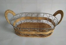 Brotkorb Brotkörbchen Brötchenkorb Weidenkorb geflochten+Metall